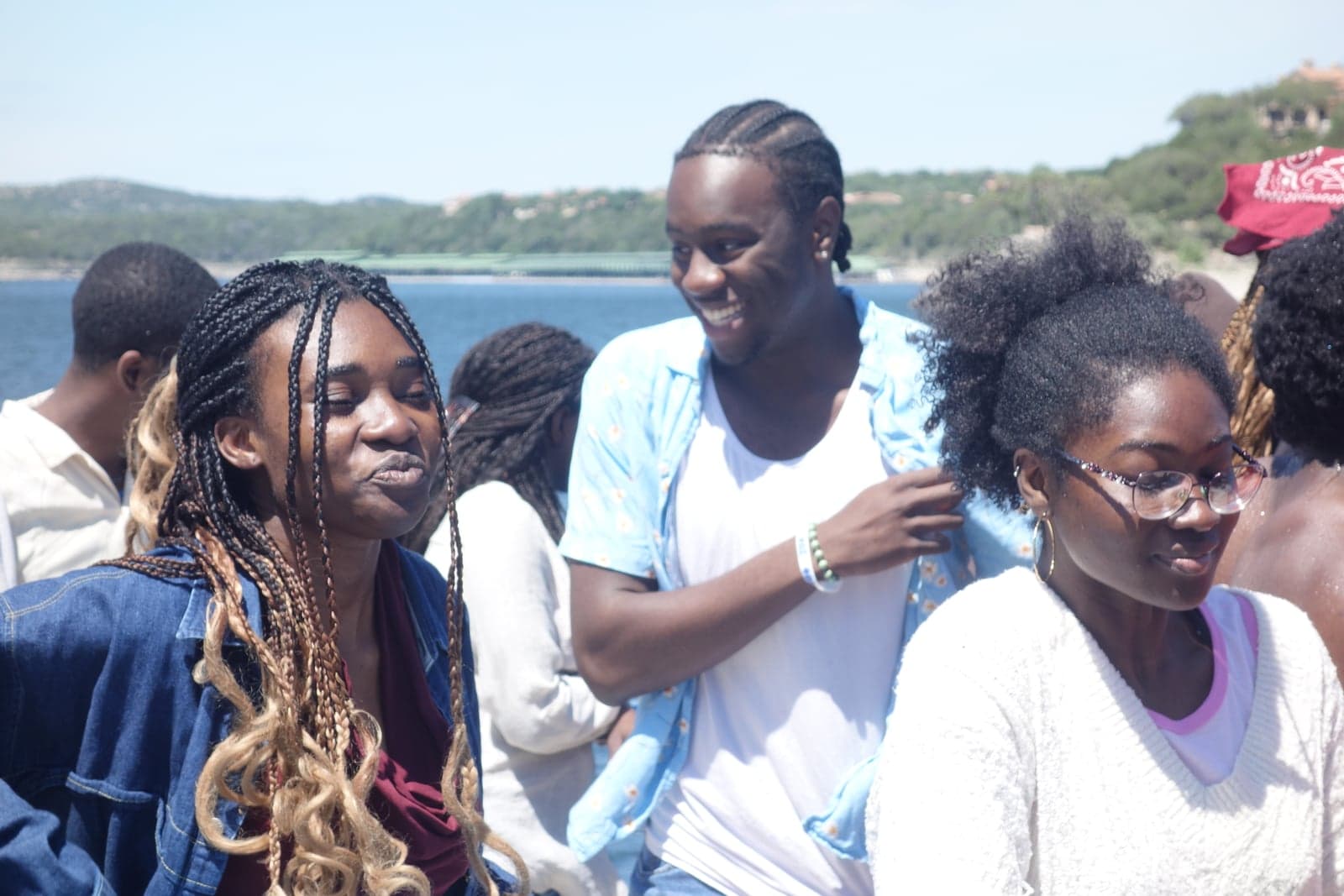Smiling Texas NSBE members on spring boat day
